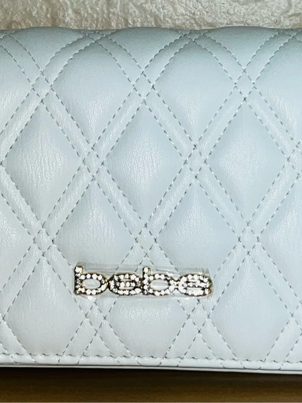 Bebe white small clutch/crossbody with extra goodies